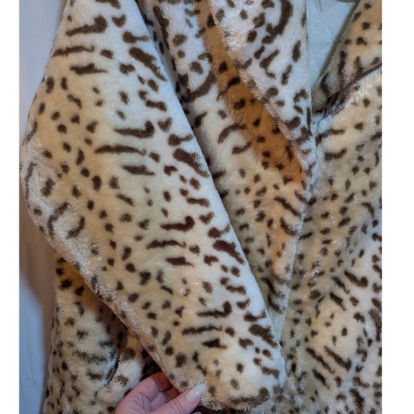 Vintage Y2K 80s Mobwife Queen Boho Festival Soft Faux Fur Snow Leopard L Coat - Picture 5 of 10